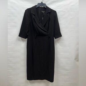 Donna Karen Dress Women’s Sz 8 Black Polyester Blend 3/4 Sleeve Collared NWT